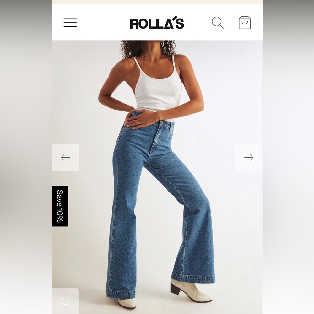 Rolla’s east coast flare high rise flare pants.